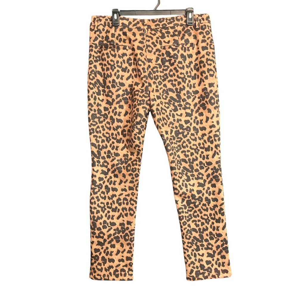 Eric Leopard Print Pants Women Size 12 Brown Animal Print Slim Leg Stretch Chic